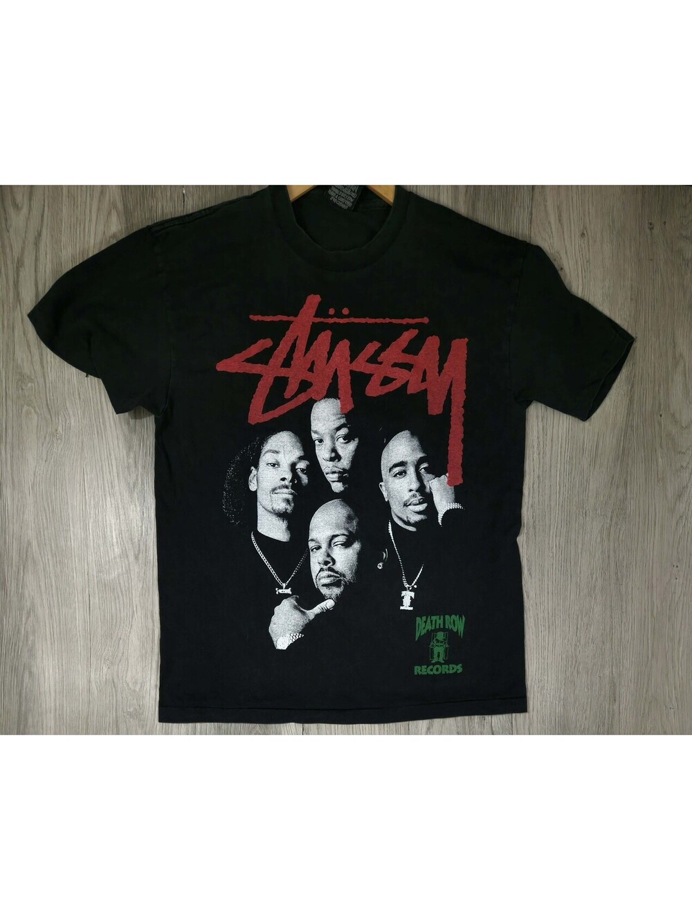 Vintage Stussy Death Row Records Hip Hop Rap Tee LARGE Tupac Snoop Dre
